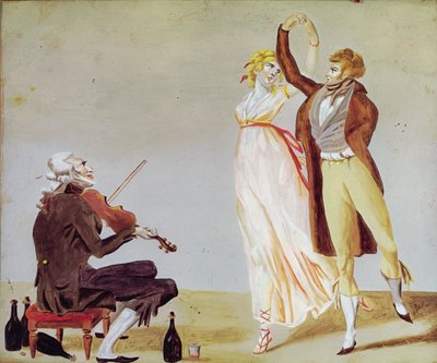 Merveilleuse en Incroyable met een Violist door Louis Leopold Boilly